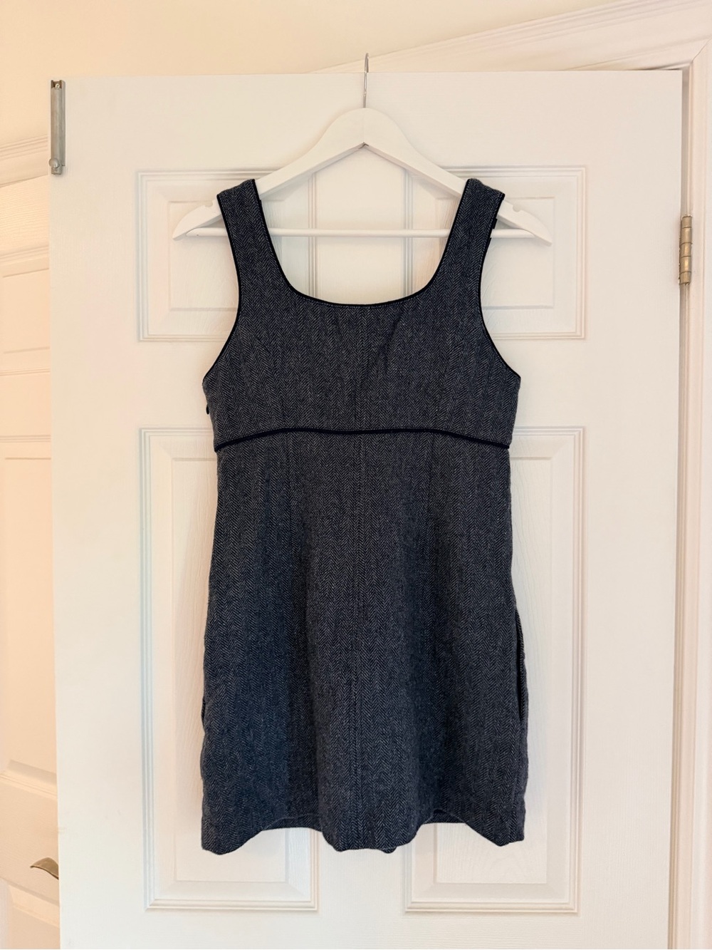 Vintage Aritzia Wilfred Navy Wool Herringbone Mini Dress Size S - Picture 5 of 7